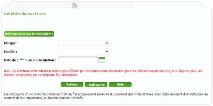 Calcul des droits et taxes